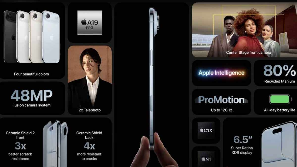 advertisement showing slim quality of iphone 17 pro