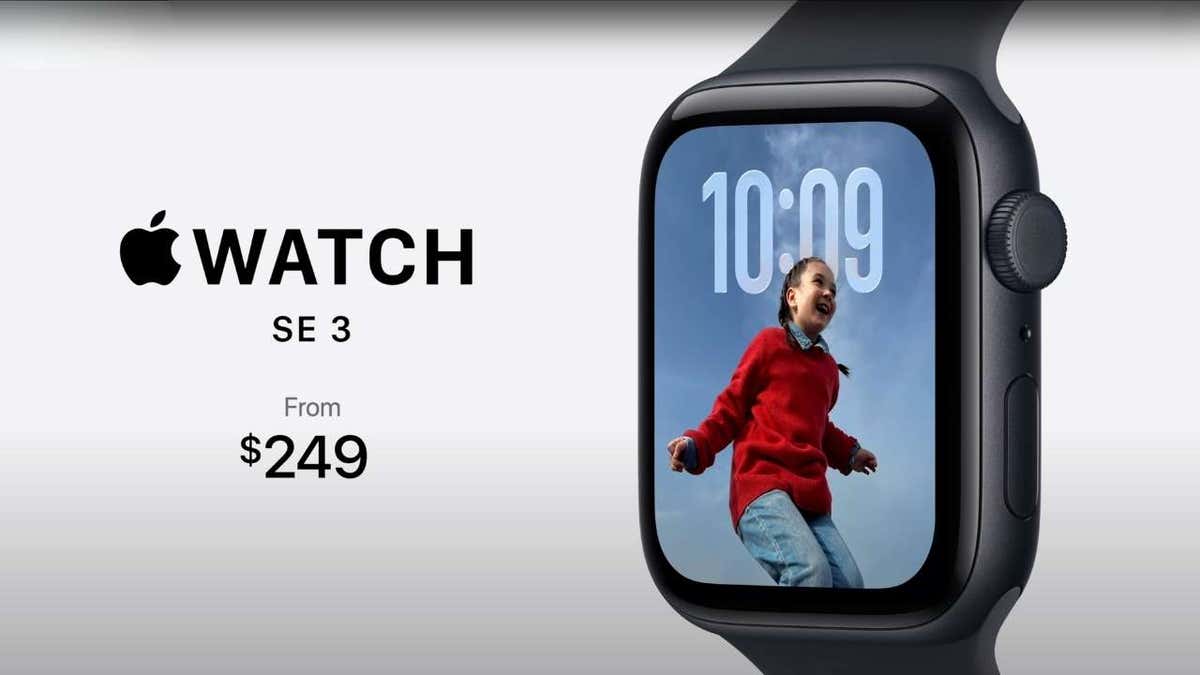 Apple Watch SE 3 display showing girl in red sweater
